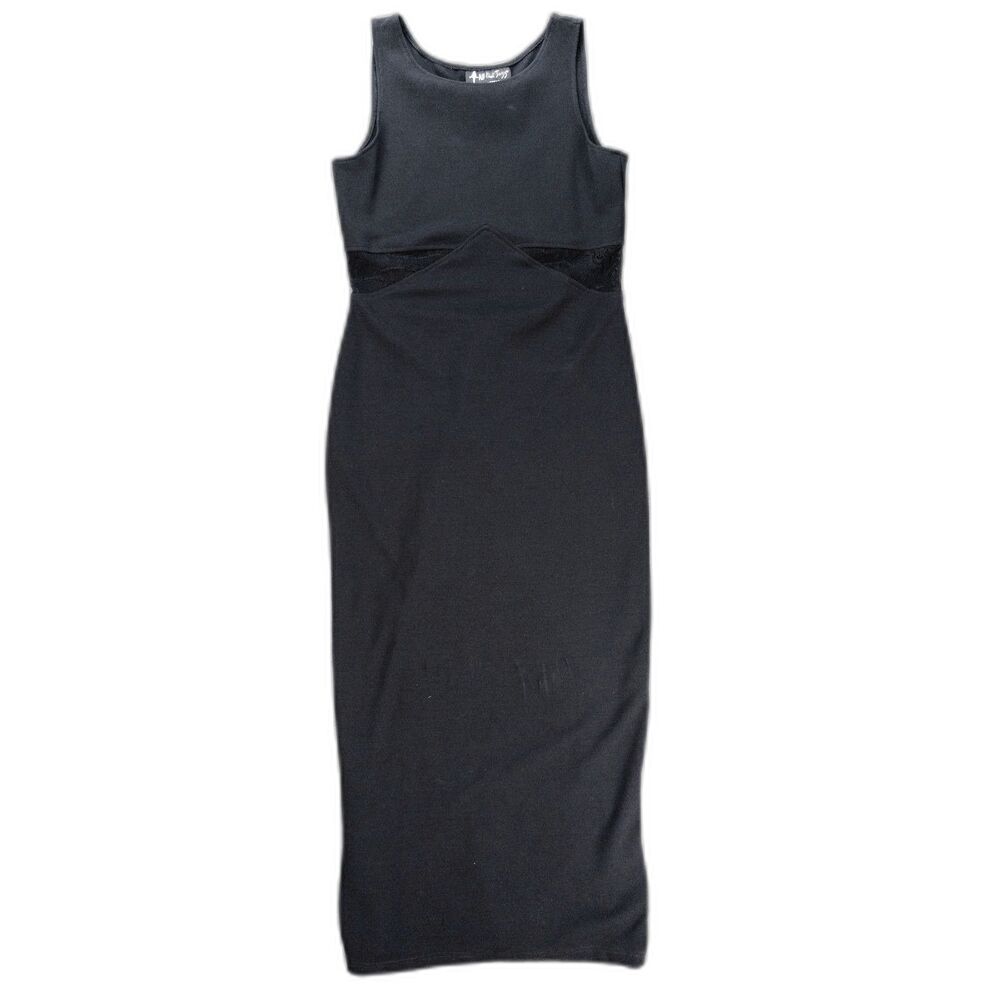 All That Jazz Black Vintage Maxi Dress Lace Cutout Sleeveless Large Whimsigoth